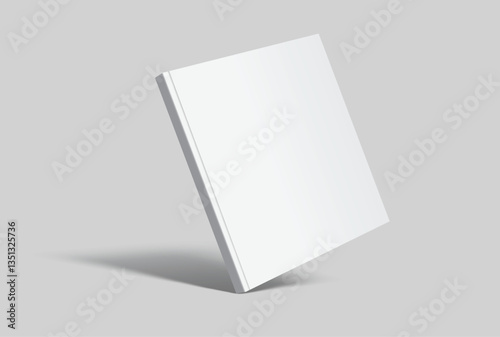 Vector realistic 3d square magazine mockup with white blank covers template on background. For the business presentation magazine, notebook, booklet, brochure, catalogue or a publisher advertising
