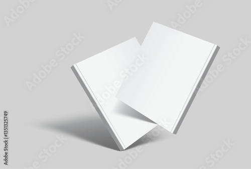 Vector realistic 3d square magazine mockup with white blank covers template on background. For the business presentation magazine, notebook, booklet, brochure, catalogue or a publisher advertising
