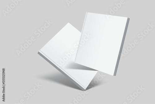 Vector realistic 3d square magazine mockup with white blank covers template on background. For the business presentation magazine, notebook, booklet, brochure, catalogue or a publisher advertising
