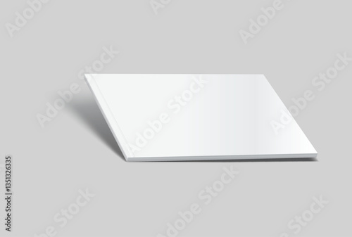 Vector realistic 3d landscape magazine mockup with white blank covers template on background. For the business presentation magazine, notebook, booklet, brochure, catalogue or a publisher advertising
