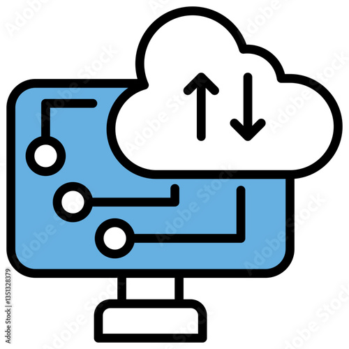 Cloud Computing Blue Black Icon