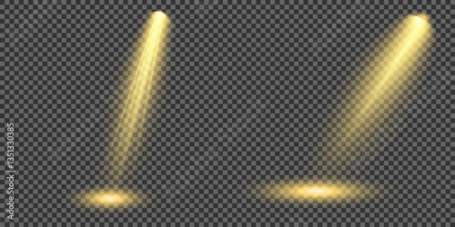 Bright light flash with cross-shaped beams, radiant white starburst, glowing flare overlay. Spotlight and Star with Bokeh and Dust Effect. Glowing Abstract. Yellow light effects. Light design element.