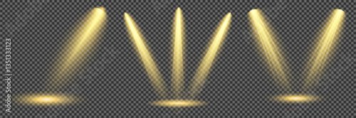Bright light flash with cross-shaped beams, radiant white starburst, glowing flare overlay. Spotlight and Star with Bokeh and Dust Effect. Glowing Abstract. Yellow light effects. Light design element.