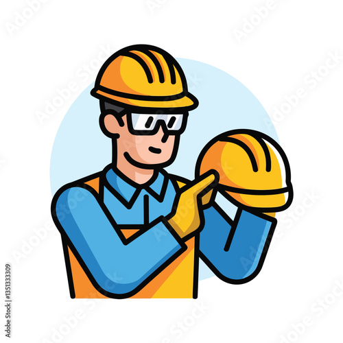 2d vector illustration colorful machine , worker and Industry and its development technology, factories and production lines icon
