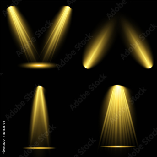 Bright light flash with cross-shaped beams, radiant white starburst, glowing flare overlay. Spotlight and Star with Bokeh and Dust Effect. Glowing Abstract. Yellow light effects. Light design element.