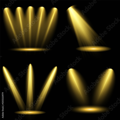 Bright light flash with cross-shaped beams, radiant white starburst, glowing flare overlay. Spotlight and Star with Bokeh and Dust Effect. Glowing Abstract. Yellow light effects. Light design element.