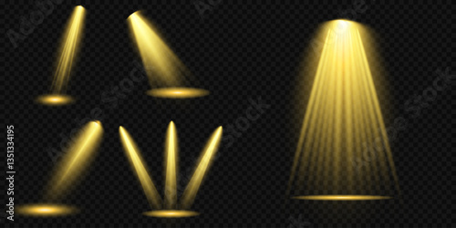 Bright light flash with cross-shaped beams, radiant white starburst, glowing flare overlay. Spotlight and Star with Bokeh and Dust Effect. Glowing Abstract. Yellow light effects. Light design element.