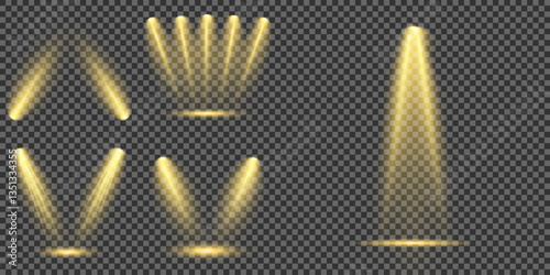 Bright light flash with cross-shaped beams, radiant white starburst, glowing flare overlay. Spotlight and Star with Bokeh and Dust Effect. Glowing Abstract. Yellow light effects. Light design element.