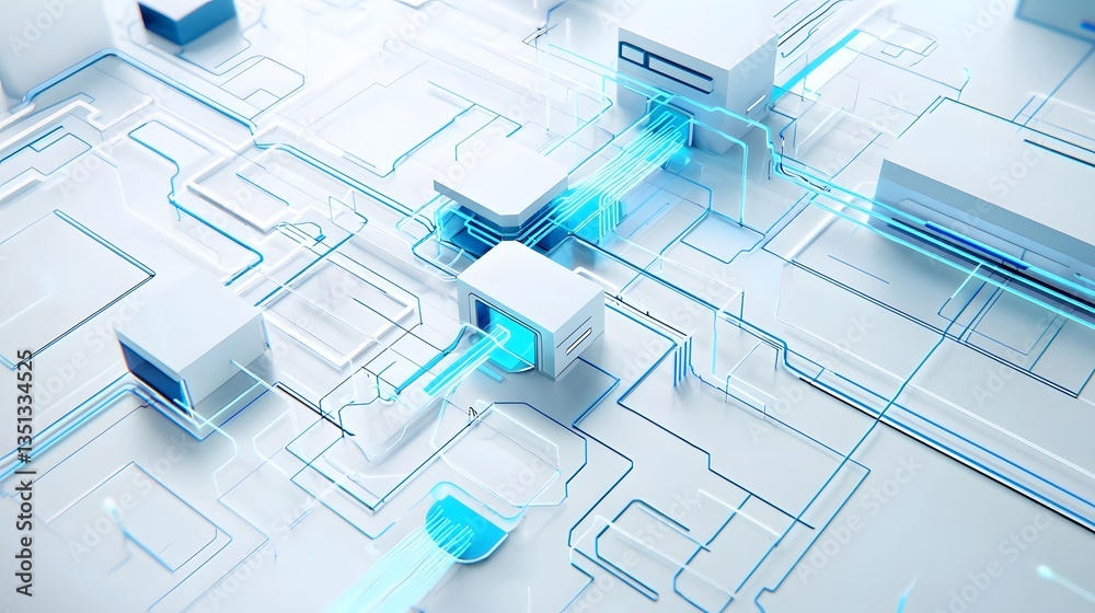 Futuristic 3D rendering of an AI managed efficient fuel distribution network within a smart grid system Futuristic 3D rendering of an AI managed efficient fuel distribution network within a smart grid system