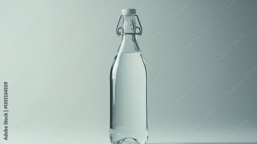 Glass bottle, water, studio, background, mockup