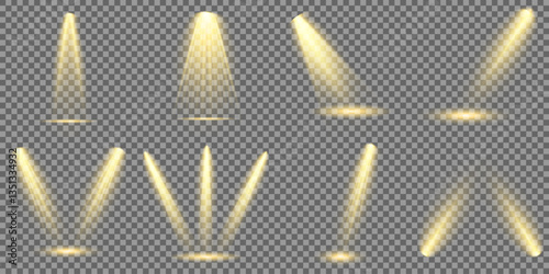 Bright light flash with cross-shaped beams, radiant white starburst, glowing flare overlay. Spotlight and Star with Bokeh and Dust Effect. Glowing Abstract. Yellow light effects. Light design element.