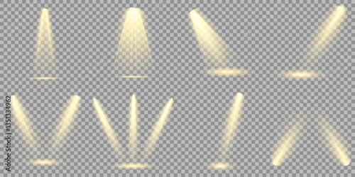 Bright light flash with cross-shaped beams, radiant white starburst, glowing flare overlay. Spotlight and Star with Bokeh and Dust Effect. Glowing Abstract. Yellow light effects. Light design element.