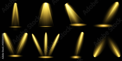 Bright light flash with cross-shaped beams, radiant white starburst, glowing flare overlay. Spotlight and Star with Bokeh and Dust Effect. Glowing Abstract. Yellow light effects. Light design element.