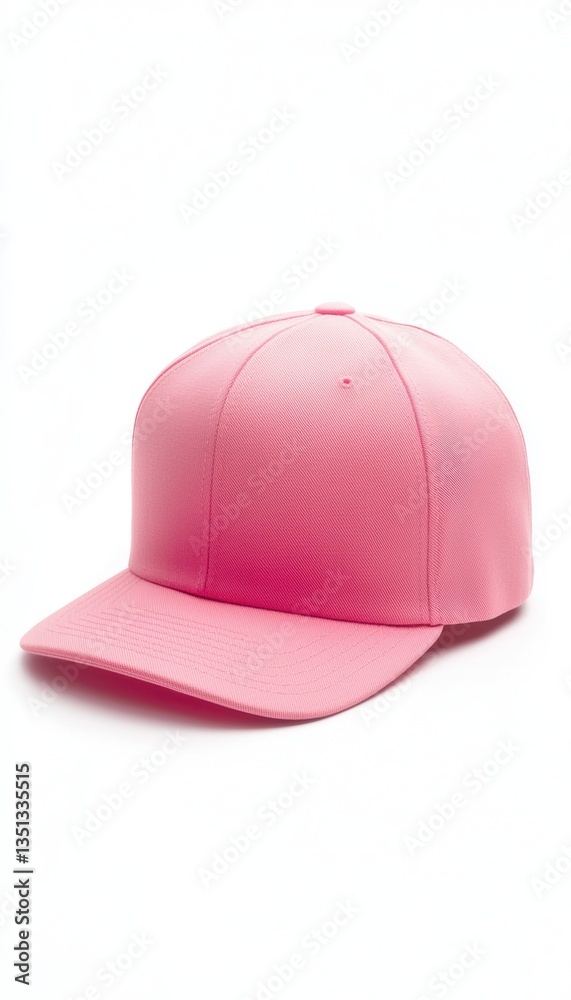 Fototapeta premium Blank snapback hat mockup with six-panel construction and ventilation eyelets, ideal for showcasing embroidery, patches, and print designs