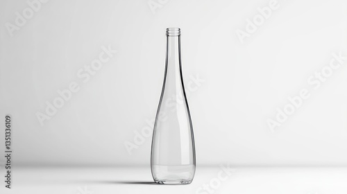 Empty glass bottle, studio shot, white background, mockup