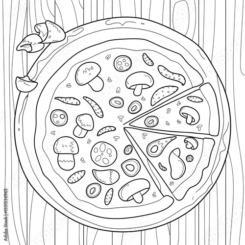 vector illustration of pizza coloring page 