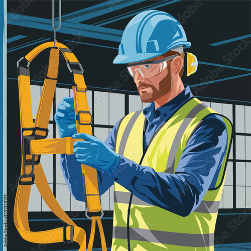 2d vector illustration colorful machine , worker and Industry and its development technology, factories and production lines icon
