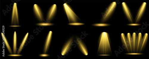 Bright light flash with cross-shaped beams, radiant white starburst, glowing flare overlay. Spotlight and Star with Bokeh and Dust Effect. Glowing Abstract. Yellow light effects. Light design element.