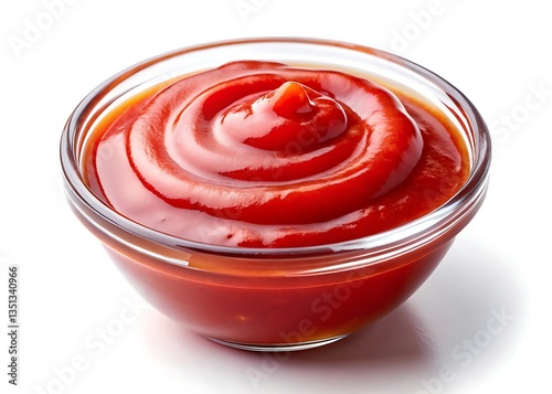 Wallpaper Mural A swirl of vibrant red ketchup, a classic condiment ready to enhance any meal, in a clear glass bowl against a bright white background. Torontodigital.ca