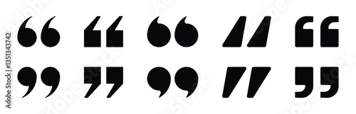 Quote mark collection. Quotation icon set. Vector illustration and transparent png.