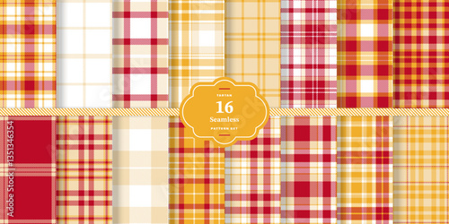Modern Cool Graphite & Cream Bisque Seamless Tartan Fabric Design Set of 16