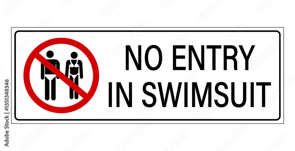 custom made wallpaper toronto digitalNo entry in swimsuit. Ban sign with silhouette of man and woman wearing slip and bikini. Text on the right,rectangle shape