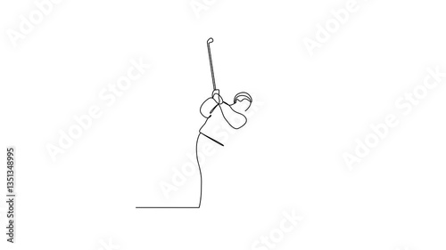 Animated self drawing of Golf sports video design illustration. The people is playing golf golf sports in the field with championship system in simple linear design continuous style video concept.