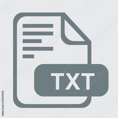 TXT icon, plain text file, simple format, minimal, clean design.