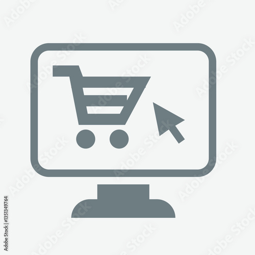 Online shop icon, digital storefront, shopping cart, e-commerce, modern, simple.