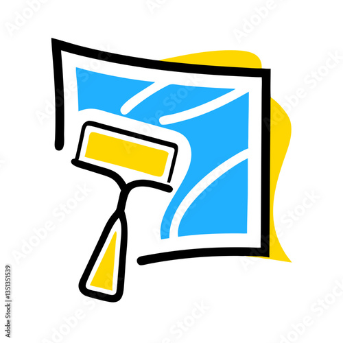 Bright window cleaning service icon with squeegee for professional cleaning, home maintenance, and janitorial services