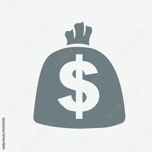Money bag icon with dollar sign, flat vector, isolated design.