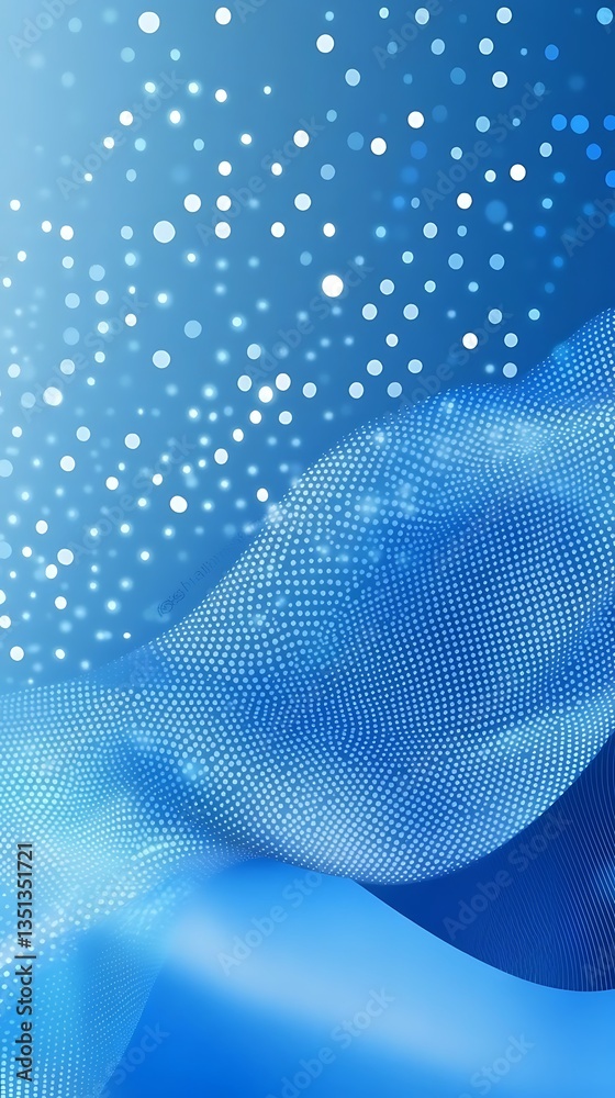 Naklejka premium Blue fabric waves on bokeh abstract background.