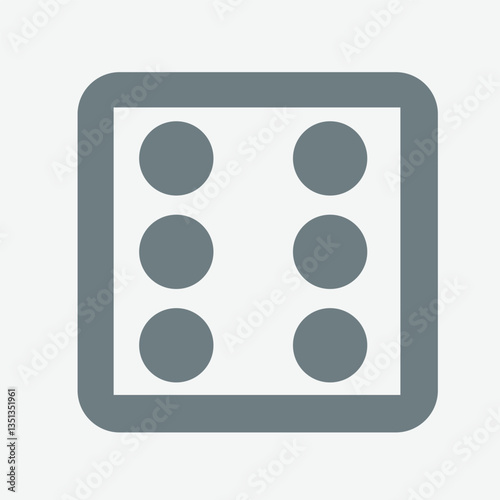 Icon representing a six-sided die, luck, chance, and gambling games.