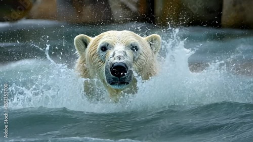Majestic Polar Bear in the Water
