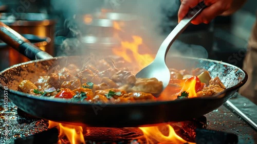 Culinary Flames: A Chef's Passion in a Sizzling Pan