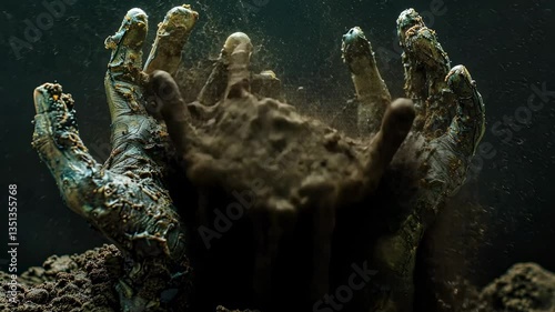 From the Grave: A Horrific Close-Up of Decaying Hands Emerging from the Earth
