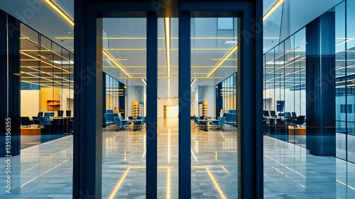 Modern Office Building Entrance: Architectural Glass Design