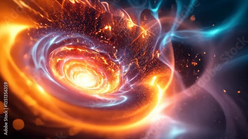 Fiery Cosmic Vortex: A Digital Artwork of Celestial Swirl