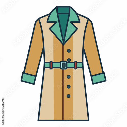 Minimalist Trench Coat Vector on White Background