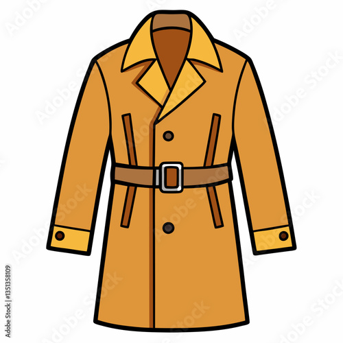 Minimalist Trench Coat Vector on White Background