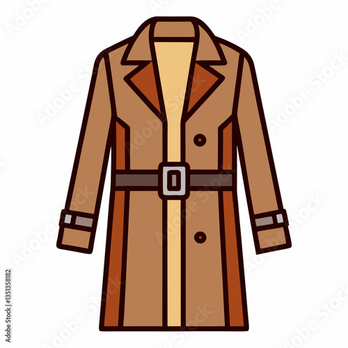 Minimalist Trench Coat Vector on White Background