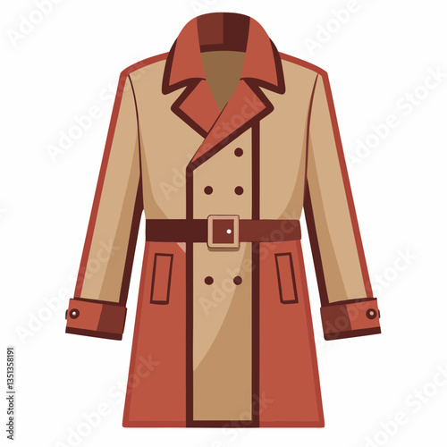 Minimalist Trench Coat Vector on White Background