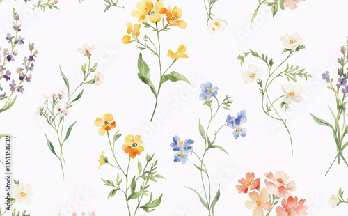 Wallpaper Mural ilustración flores de acuarela. papel pintado Torontodigital.ca