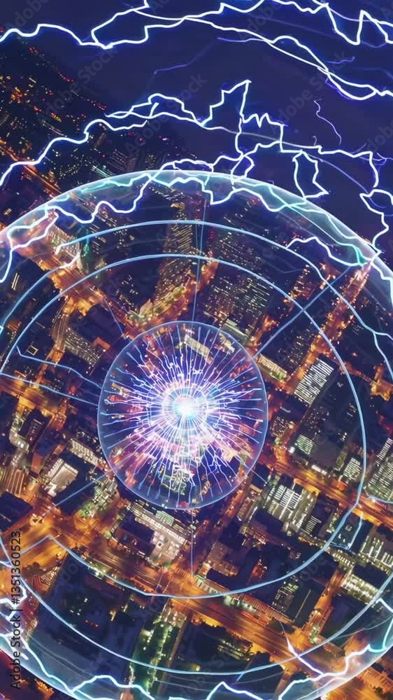 Connectivity Radiating Map Stylized digital map with electric energy core radiating over Earth ...