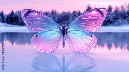 Butterflies of every shade imaginable creating the illusion of a kaleidoscope over a gentle lavender background.