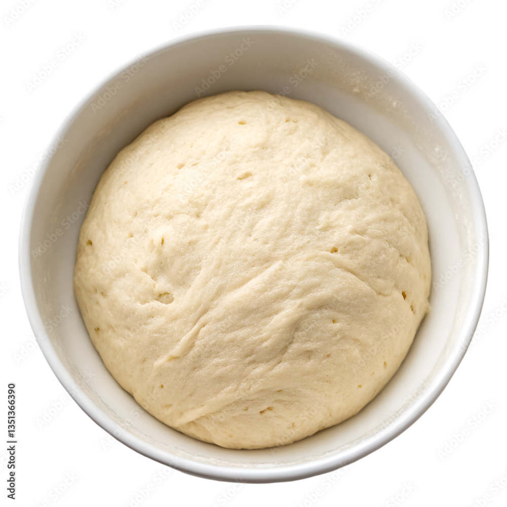 Bread dough in white bowl on top view isolated on transparent background Bread dough in white bowl on top view isolated on transparent background
