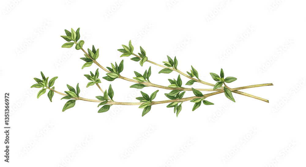 Render Slender Thyme Stems With Tiny, Clustered Leaves Render Slender Thyme Stems With Tiny, Clustered Leaves