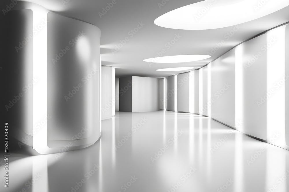 A large, empty room filled with natural light