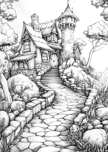 Wallpaper Mural Fantasy Village Coloring Pages Torontodigital.ca