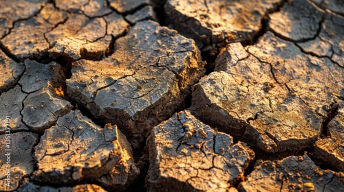 Cracked earth close-up. Drought and excessive water consumption concept 